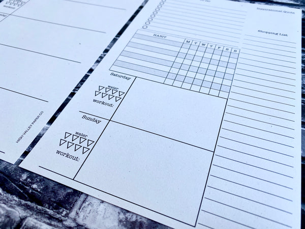 Half Letter Weekly Planner Inserts - 53 weeks - UNDATED and UNPUNCHED - Eco Friendly