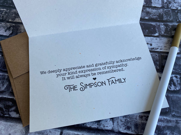 Personalized Funeral Acknowledgement Cards - Cross