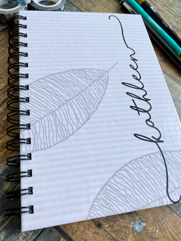 Leaf Stripes Name Sideways - Custom Journal or Scrapbook