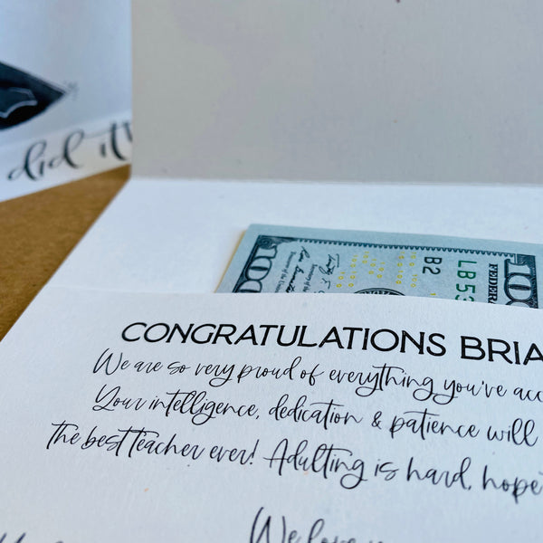 Graduation Year with Money or Gift Card Holder - Personalized Greeting Card