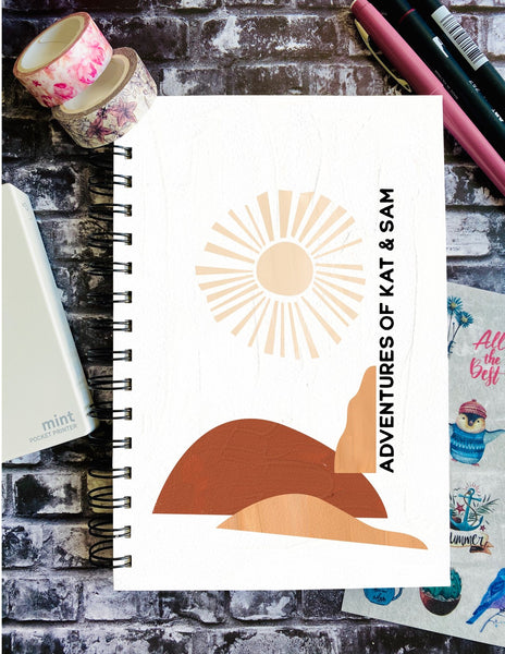 Desert Sun Gouache Abstract Adventure Cover - Destination Memories - Scrapbook - Hardcover Spiral Bound Journal - Travel Log Book
