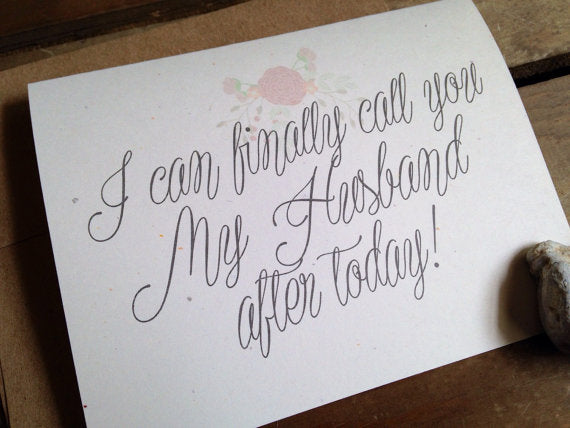 On My Wedding Day Cards - Floral Slanted Script - Wedding Thank You Card for Family & Wedding Party