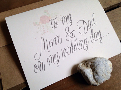 On My Wedding Day Cards - Floral Slanted Script - Wedding Thank You Card for Family & Wedding Party